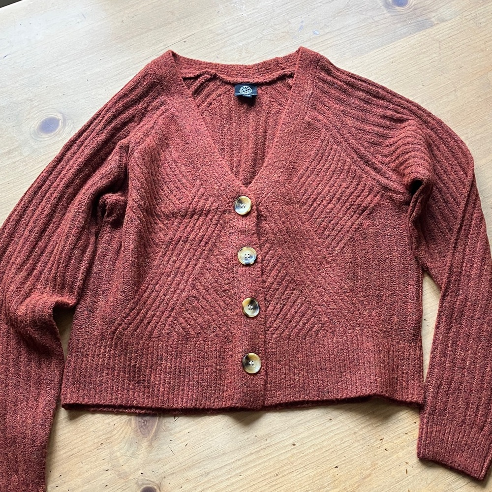 NWOT Bobeau Burnt Orange Button-Up Cardigan